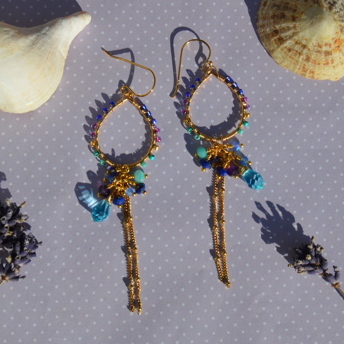 Gold-plated sterling silver cluster drop earrings Mesmerized.