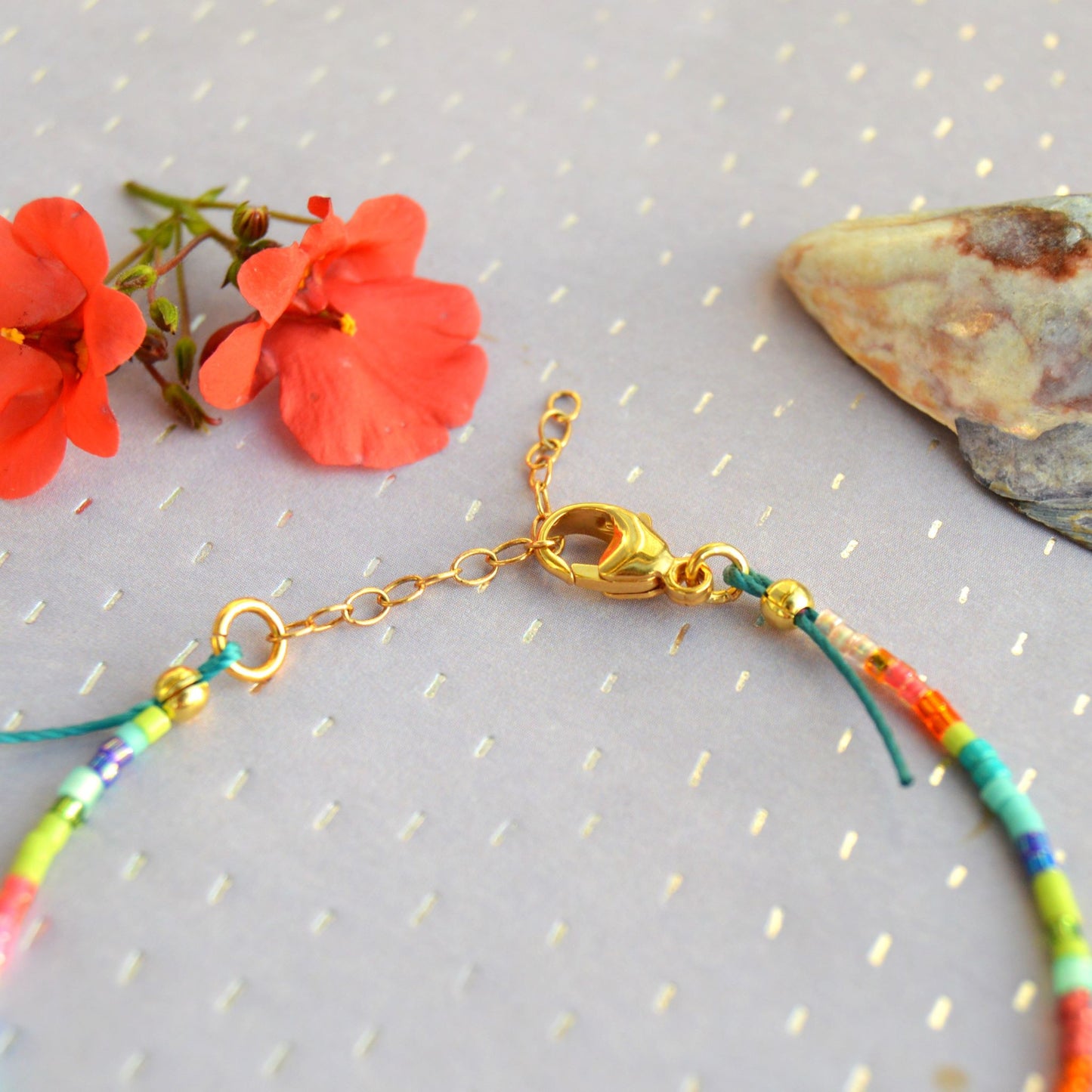 Seed beads bracelet Colourful life. Gold-plated sterling silver.