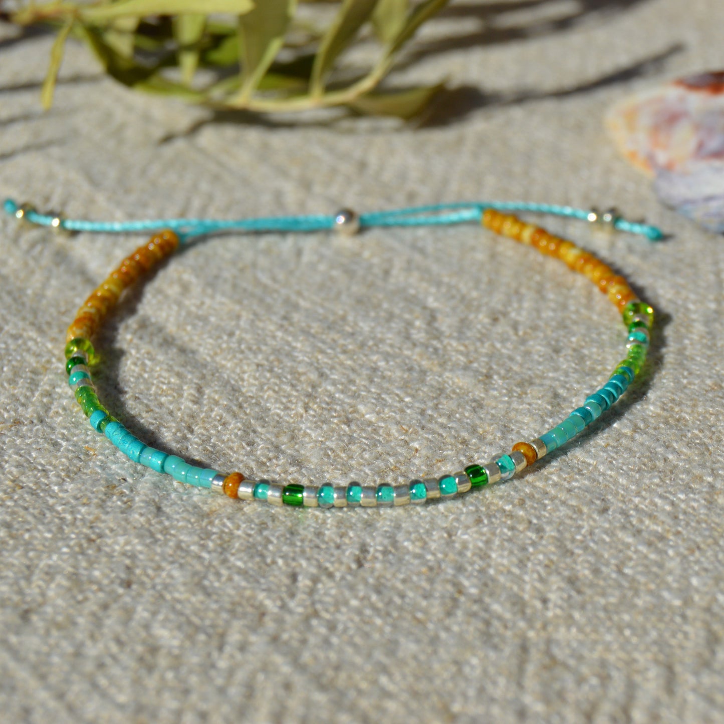 Adjustable seed beads bracelet Closer to the Sea.