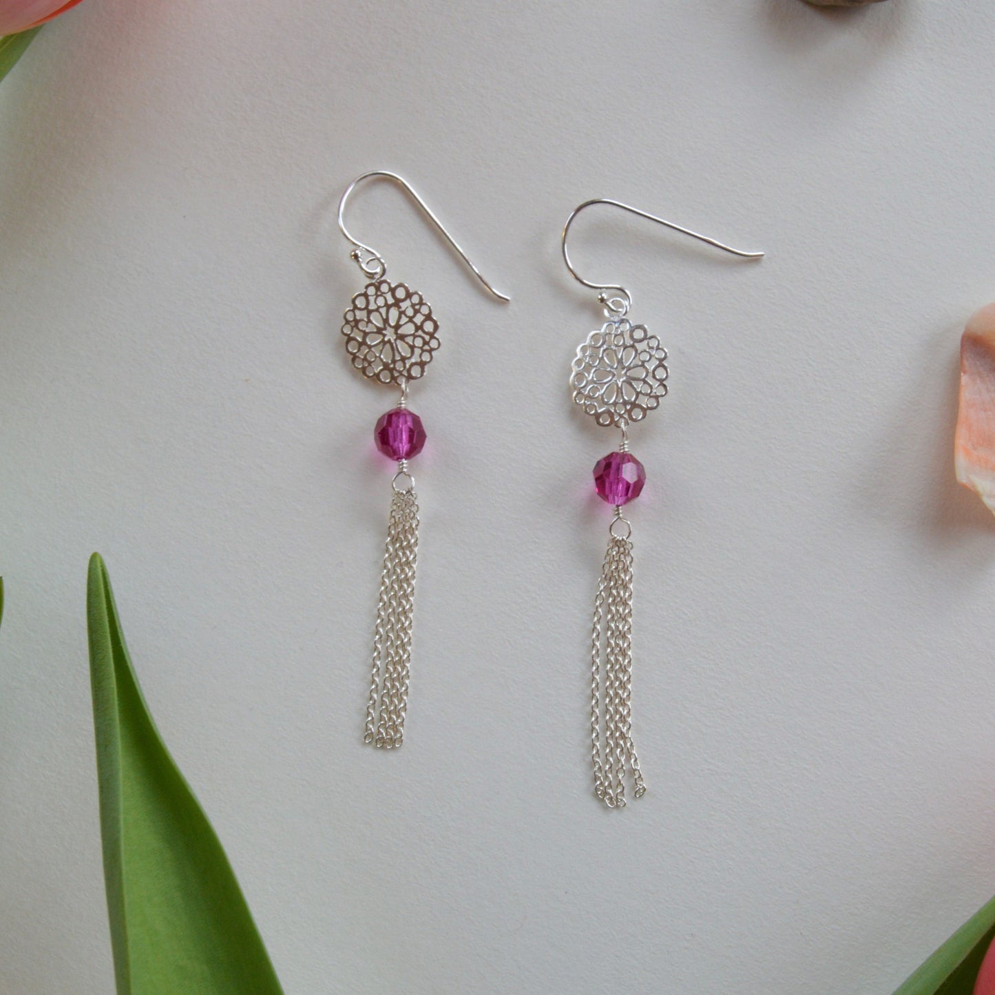 Ethnic sterling silver earrings Featherlike.