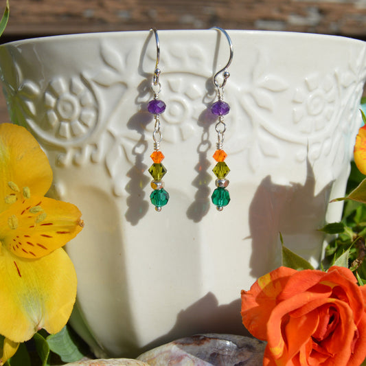 Sterling silver earrings Flowery - Emerald.