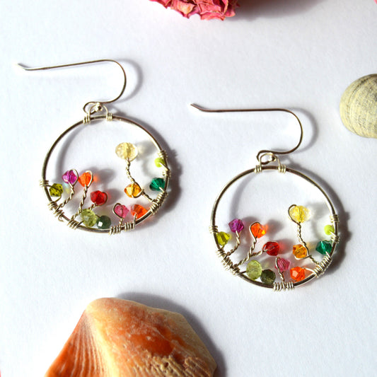 Sterling silver wire wrapped earrings Blooming Garden.