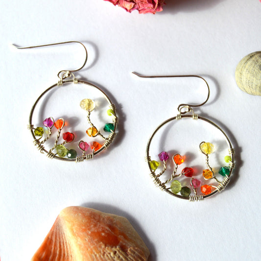 Sterling silver wire wrapped earrings Blooming Garden.