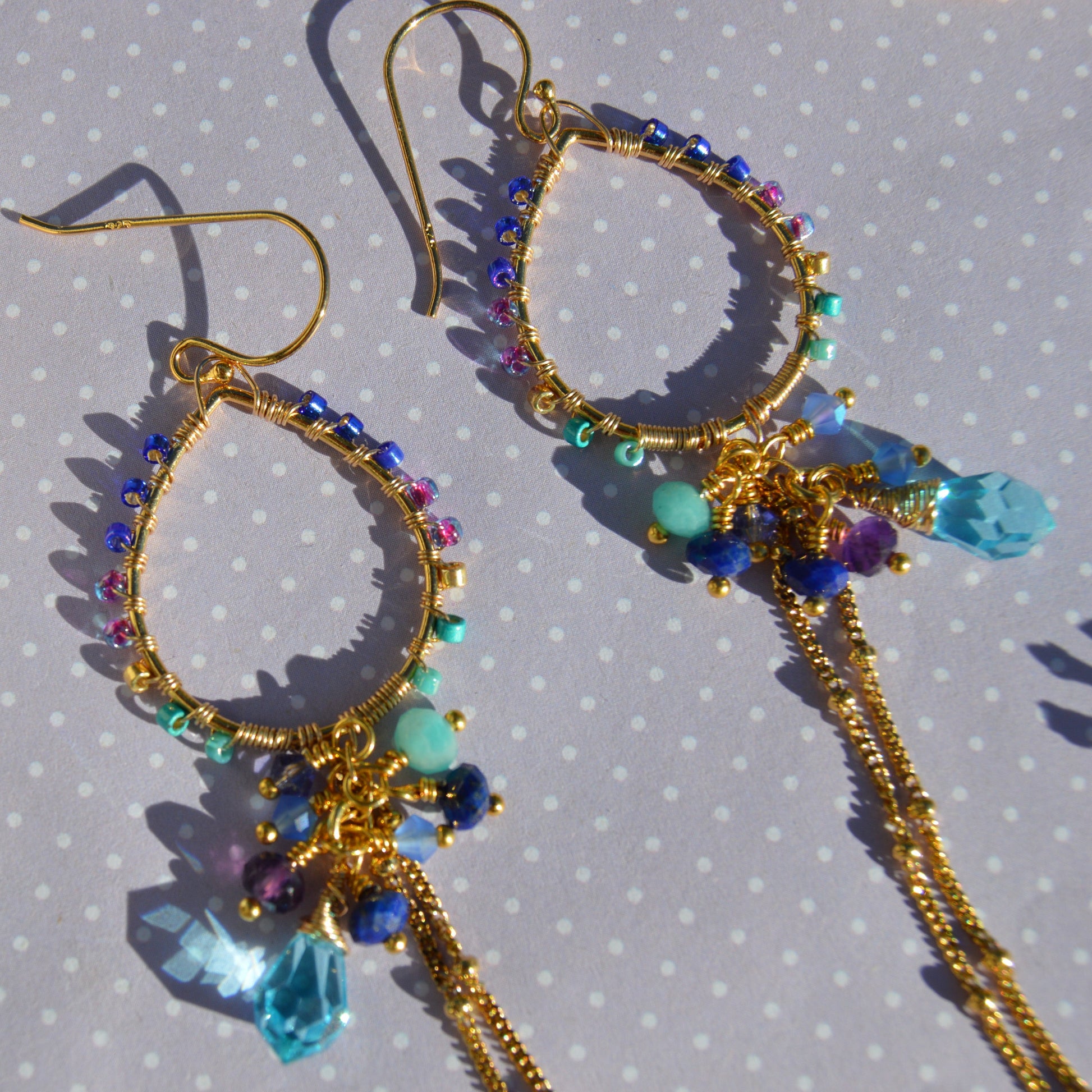 Gold-plated sterling silver cluster drop earrings Mesmerized.