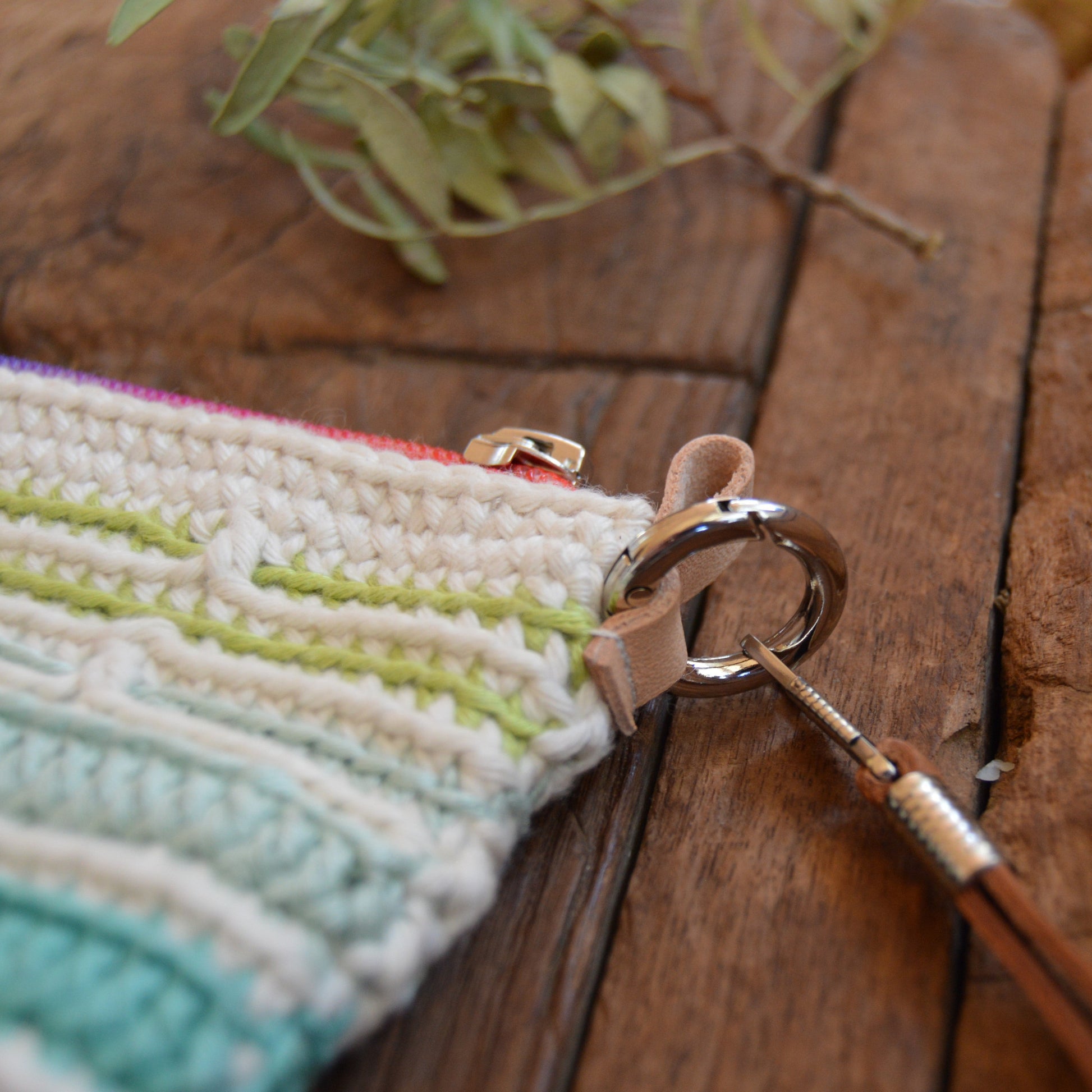 Mosaic crochet clutch handbag Falling Into Bricks.