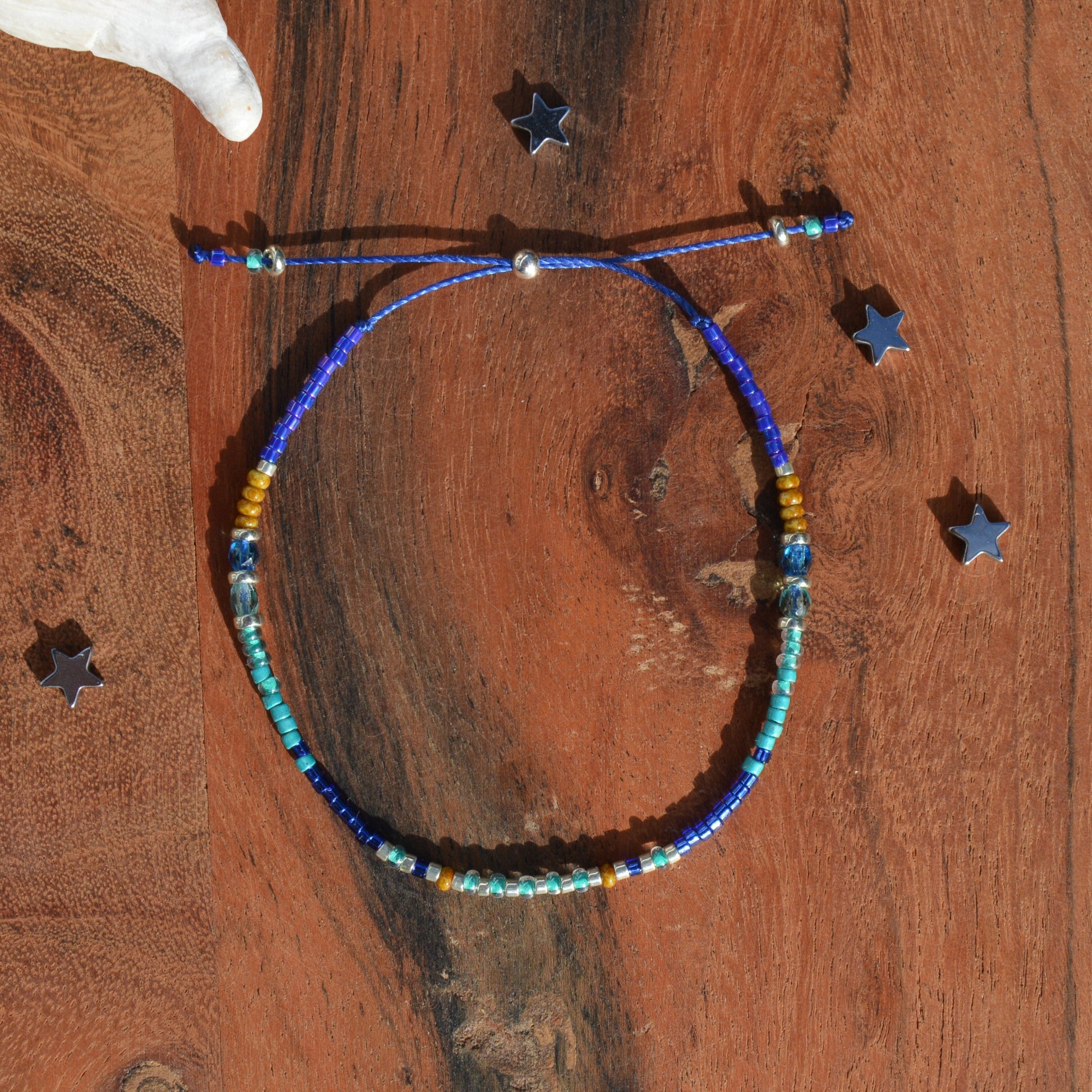 Adjustable seed beads bracelet Closer to the Sky.