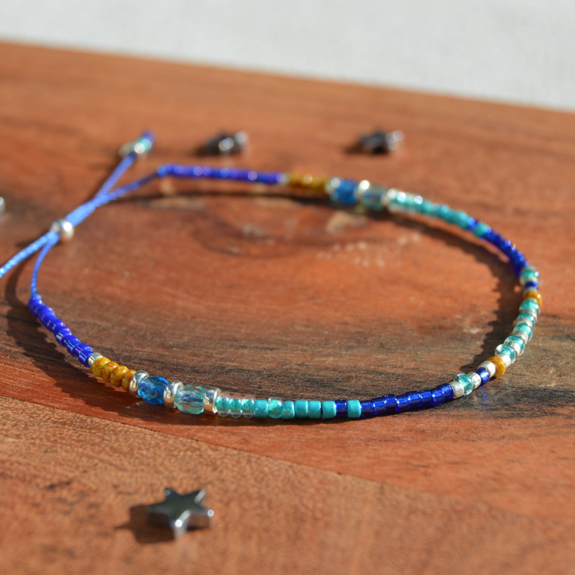 Adjustable seed beads bracelet Closer to the Sky.
