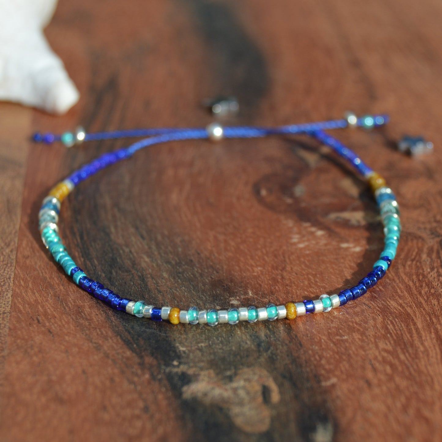 Adjustable seed beads bracelet Closer to the Sky.