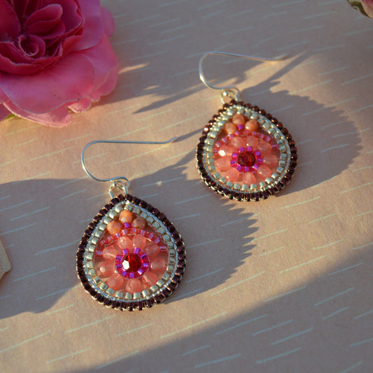 Woven sterling silver drop earrings Rose.
