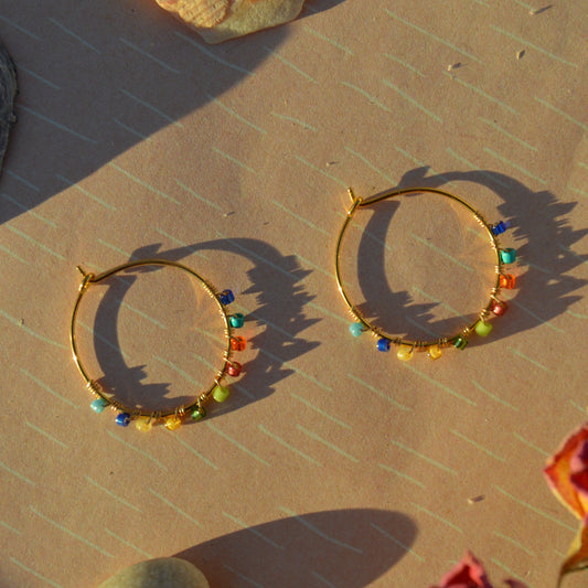Small Gold-plated Sterling Silver Creoles Blue