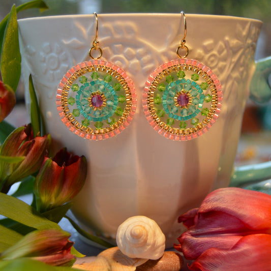 Gold-plated Sterling Silver Woven Earrings Shiny Pastels