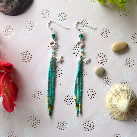 Sterling silver fringe earrings Starfish.