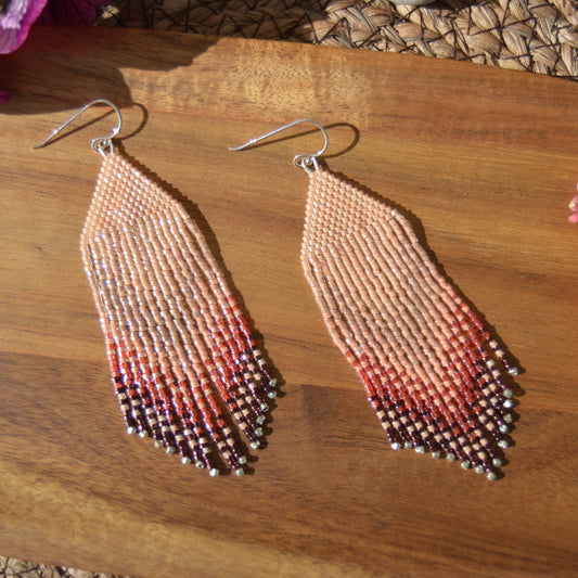 Woven fringe earrings Light Salmon