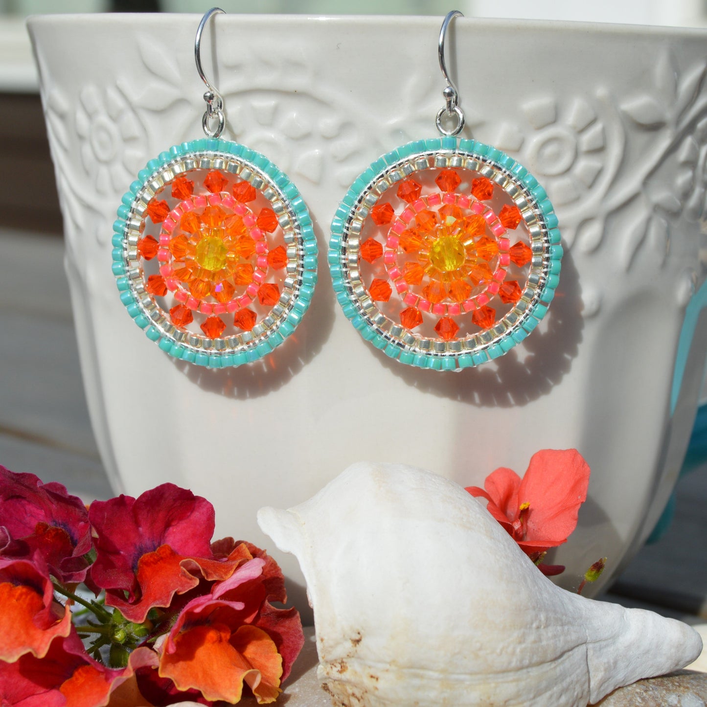 Sterling Silver Woven earrings Sunny days.