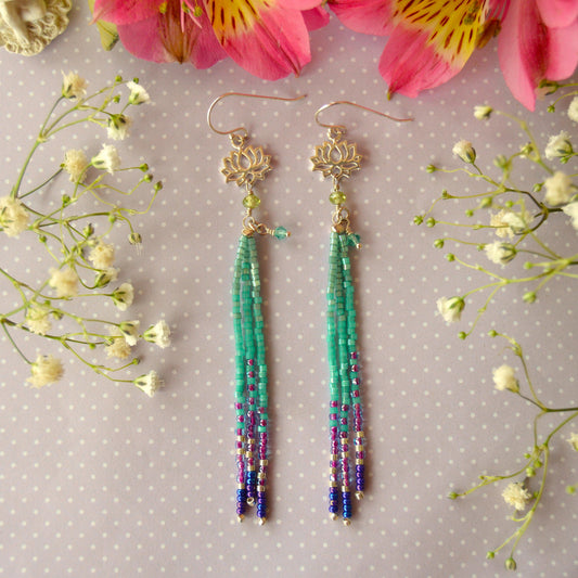 Sterling Silver Fringe Lotus - turquoise.