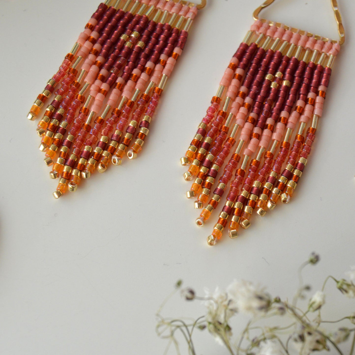 Small fringe earrings Blooming.