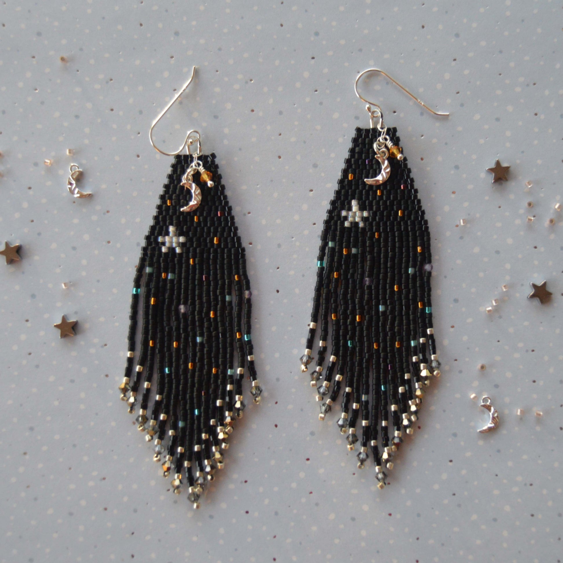 Woven fringe earrings New Moon & Her Star.
