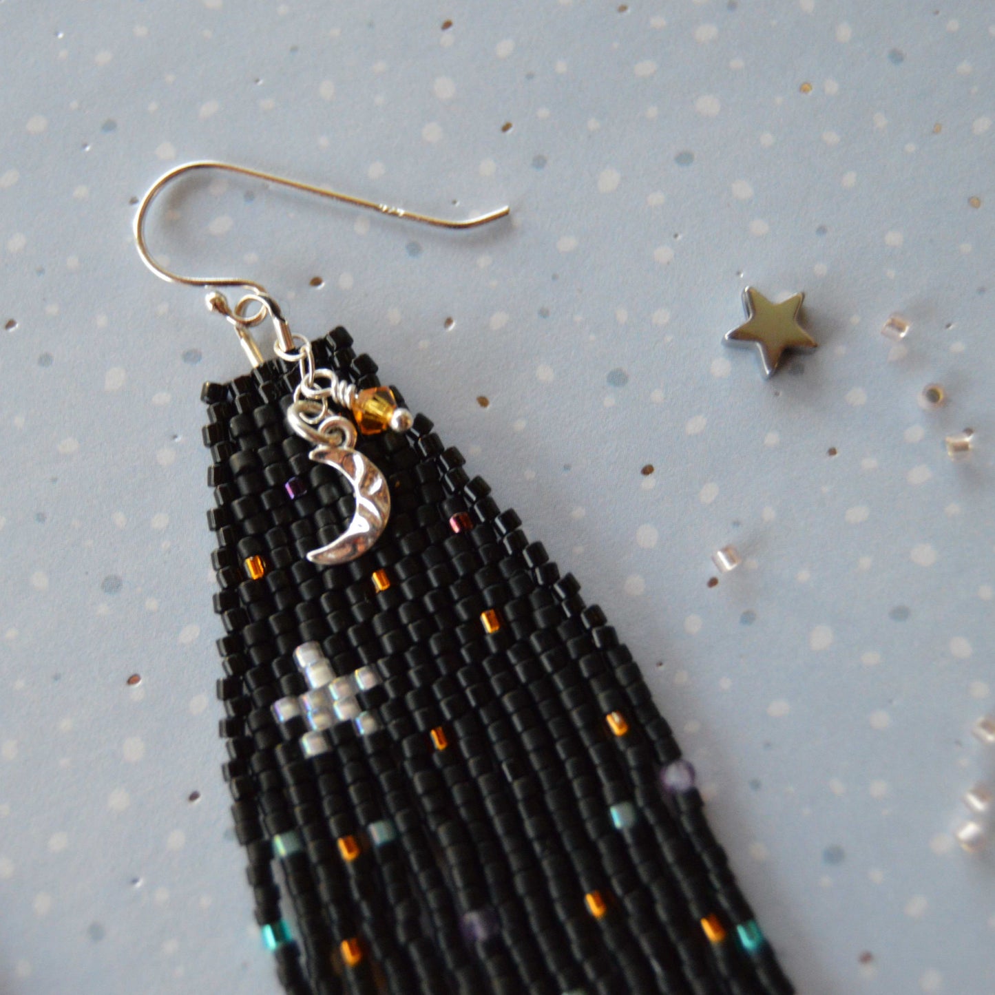 Woven fringe earrings New Moon & Her Star.