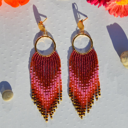 Woven Fringe Earrings Burning Beauty