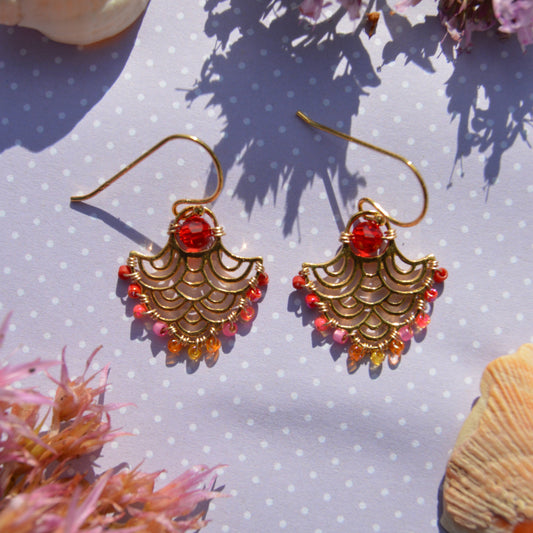 Gold-plated sterling silver earrings in bohemian style.