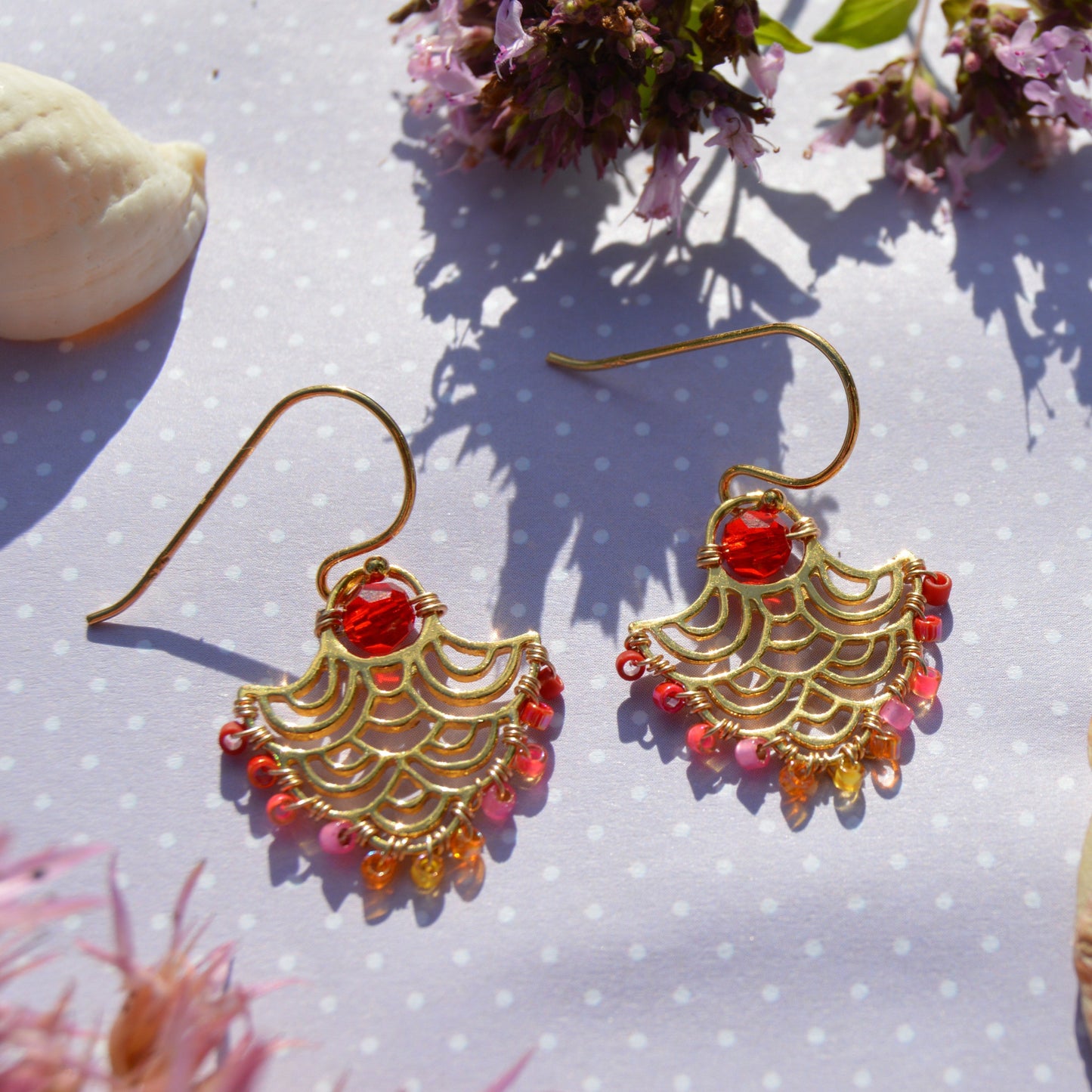 Gold-plated sterling silver earrings in bohemian style.